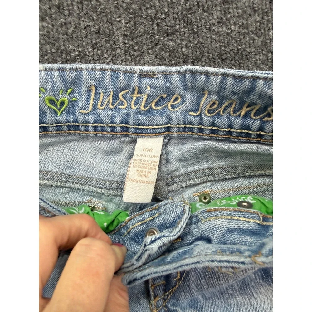 Justice Flare Jean Girls 10R Light Wash Distressed Y2K Vintage Denim Bell Bottom